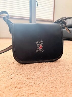 Coach Black Shoulder Bag with Red Mickey Accent